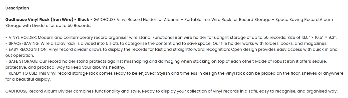 Gadhouse Vinyl Rack (Iron Wire) - Black