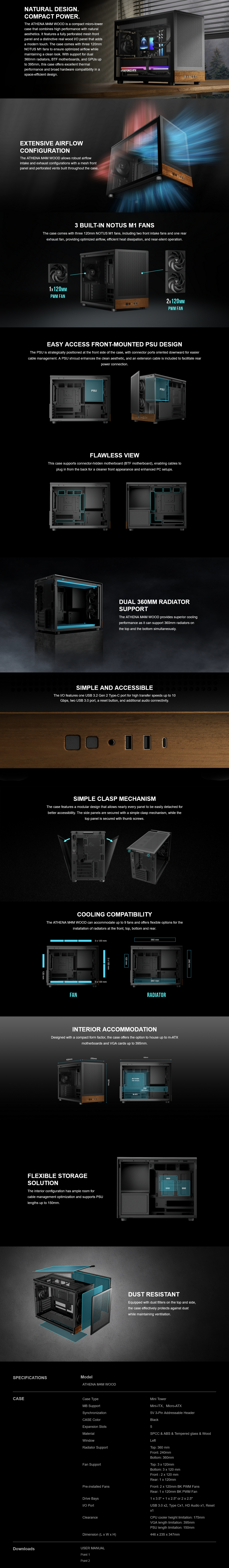 Gamdias ATHENA M4M Wood Tempered Glass Panel Micro ATX Case
