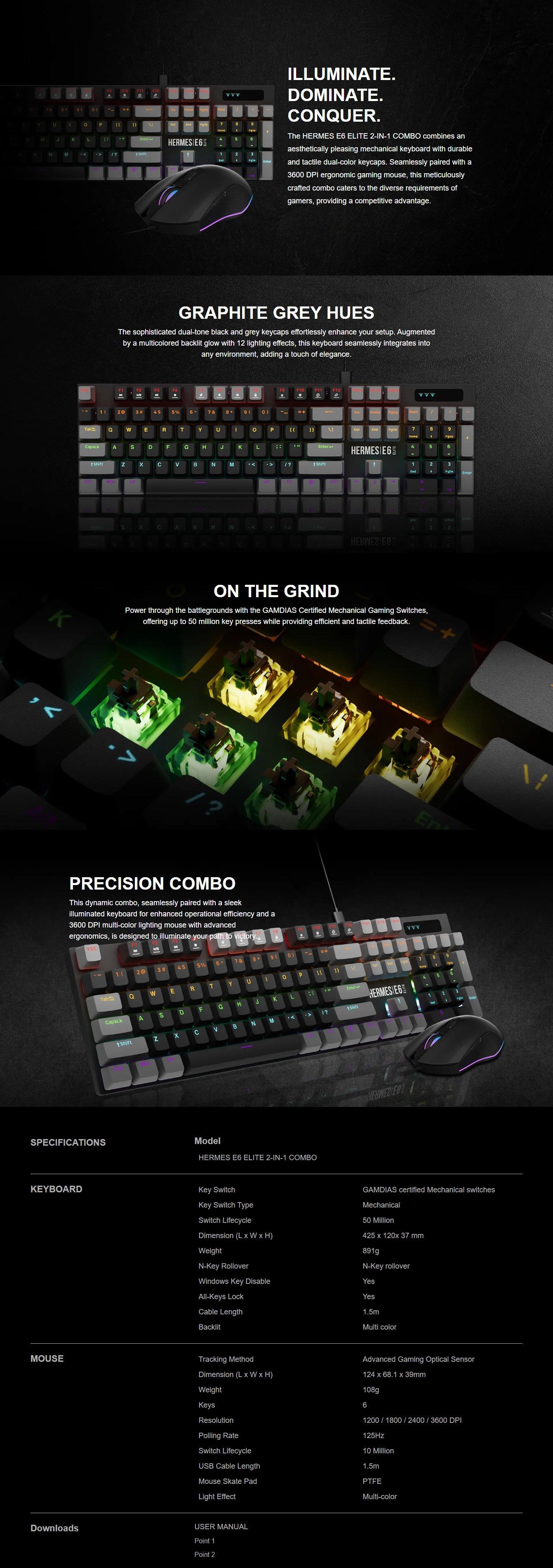 Gamdias HERMES E6 Elite Hot-Swap Mechanical Keyboard and Mouse Combo