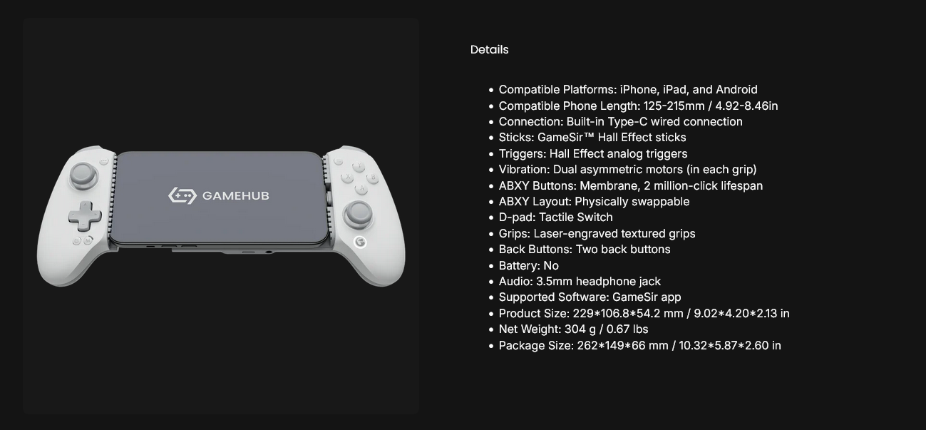 GameSir G8+ MFi Mobile Gaming Controller