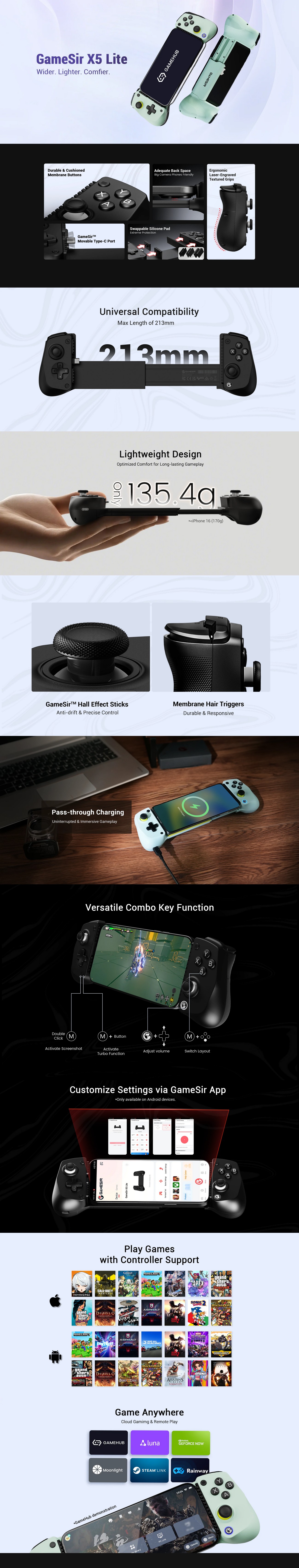 GameSir X5 Lite Mobile Gaming Controller - Black