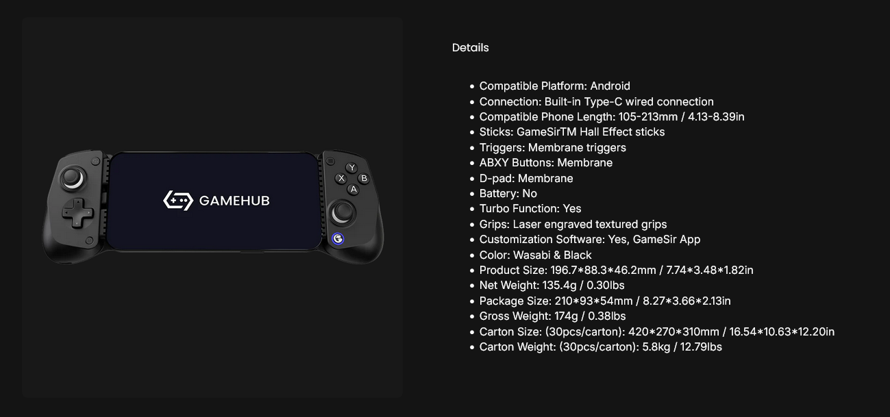 GameSir X5 Lite Mobile Gaming Controller - Black