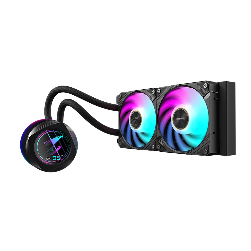 Gigabyte AORUS WATERFORCE X II 240 AIO 240mm ARGB LCD Liquid CPU Cooler ...