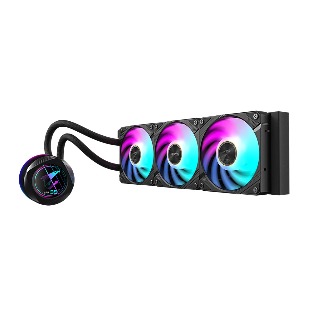 Gigabyte AORUS WATERFORCE X II 360 AIO 360mm ARGB LCD Liquid CPU Cooler ...