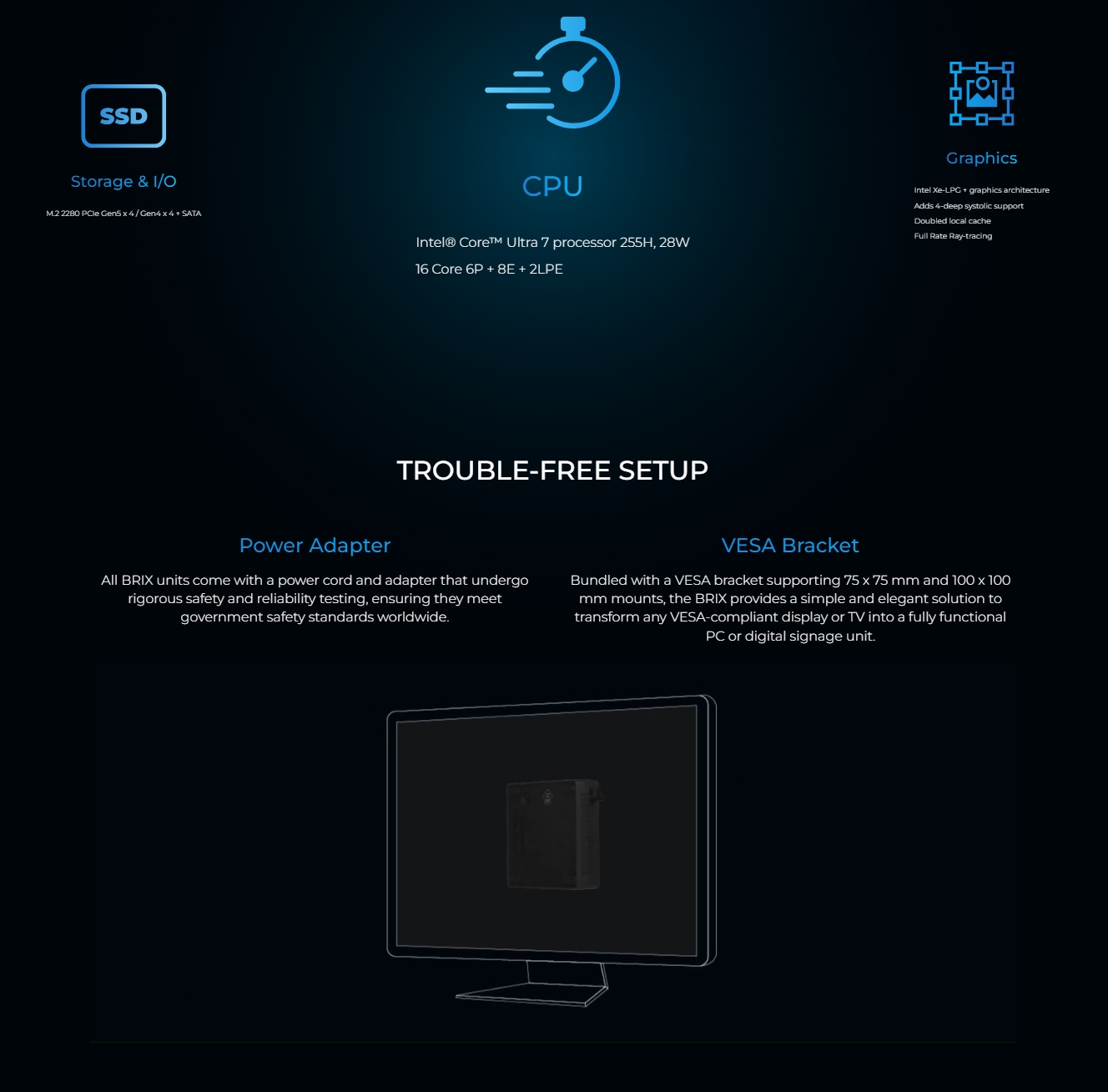 Gigabyte Brix Barebone Mini PC - Core Ultra 7-255H