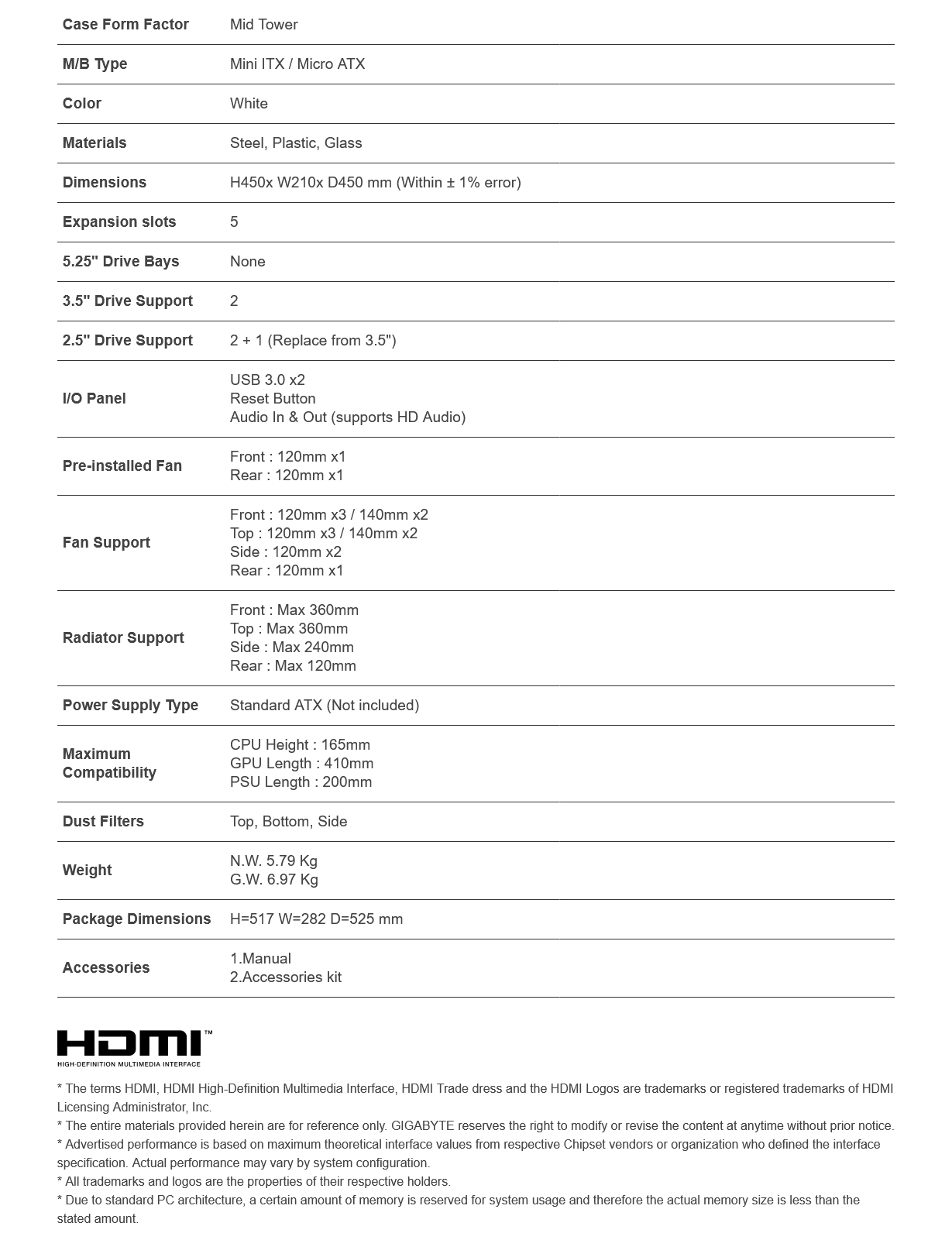 Gigabyte C102 GLASS ICE Tempered Glass Mid Tower Micro ATX Case - White