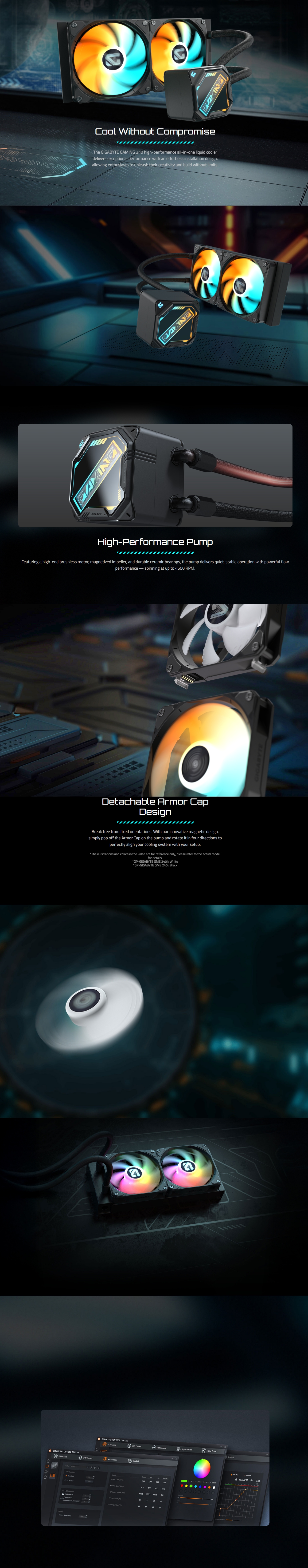Gigabyte GAMING 240 240mm ARGB AIO Liquid CPU Cooler - Black