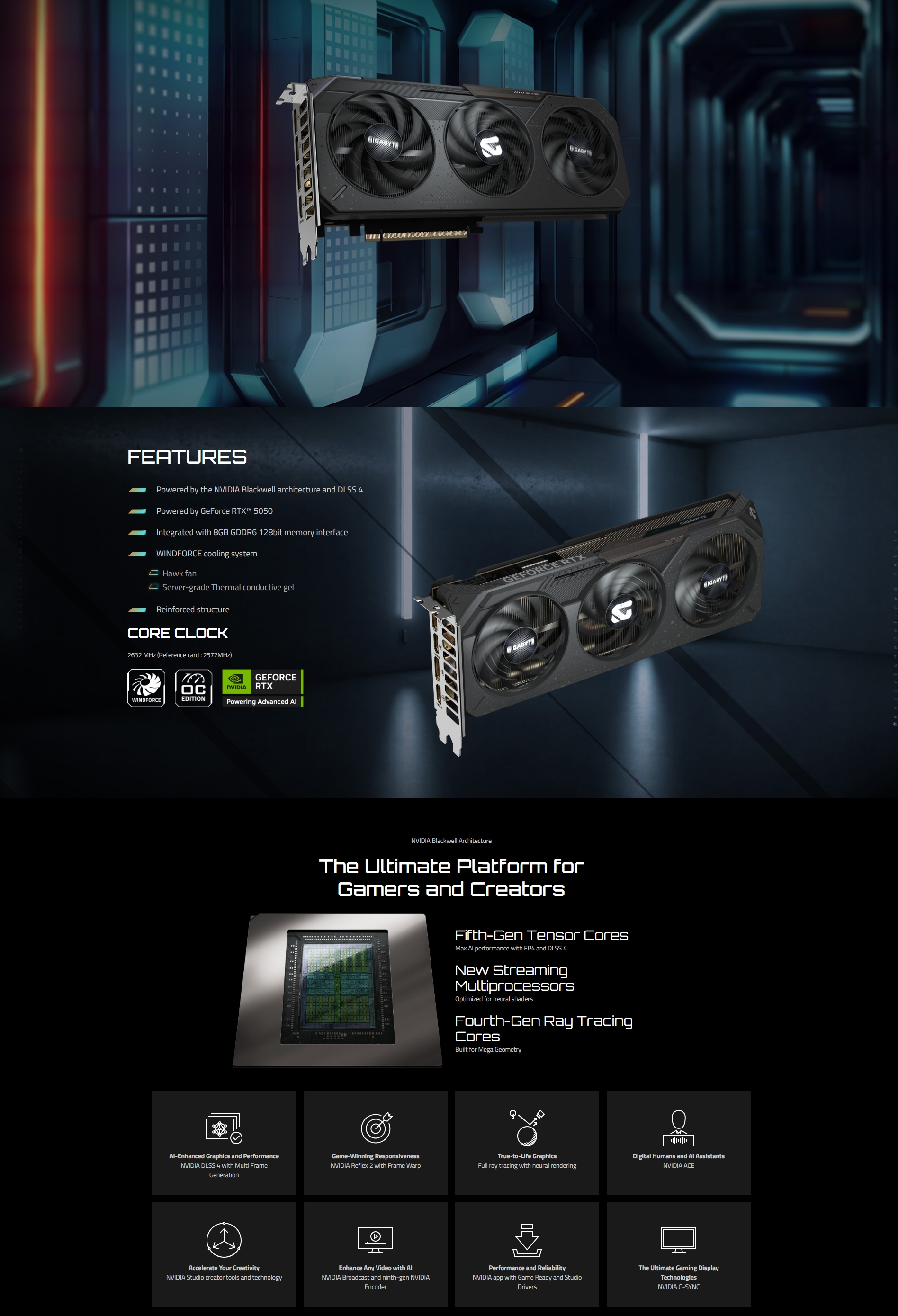 Gigabyte GeForce RTX 5050 GAMING OC 8GB Video Card