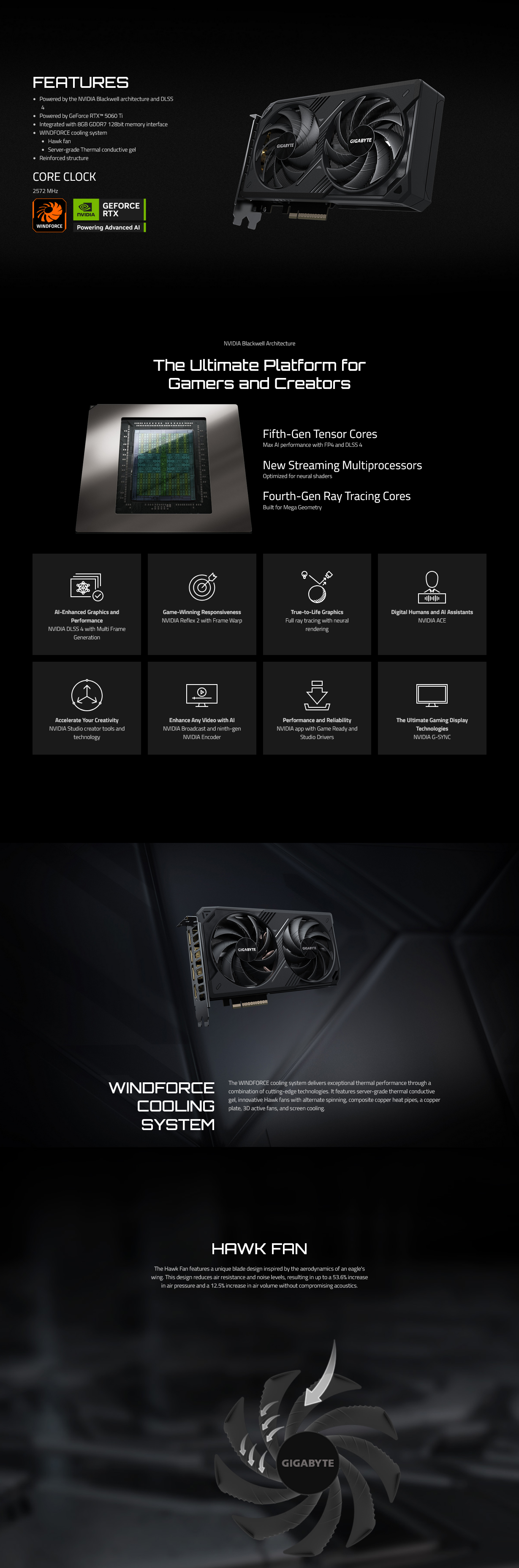 Gigabyte GeForce RTX 5060 Ti WINDFORCE 8GB Video Card