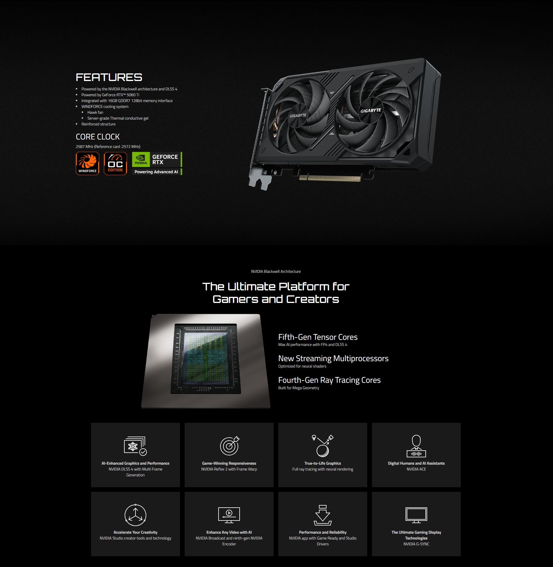 Gigabyte GeForce RTX 5060 Ti WINDFORCE MAX OC 16GB Video Card