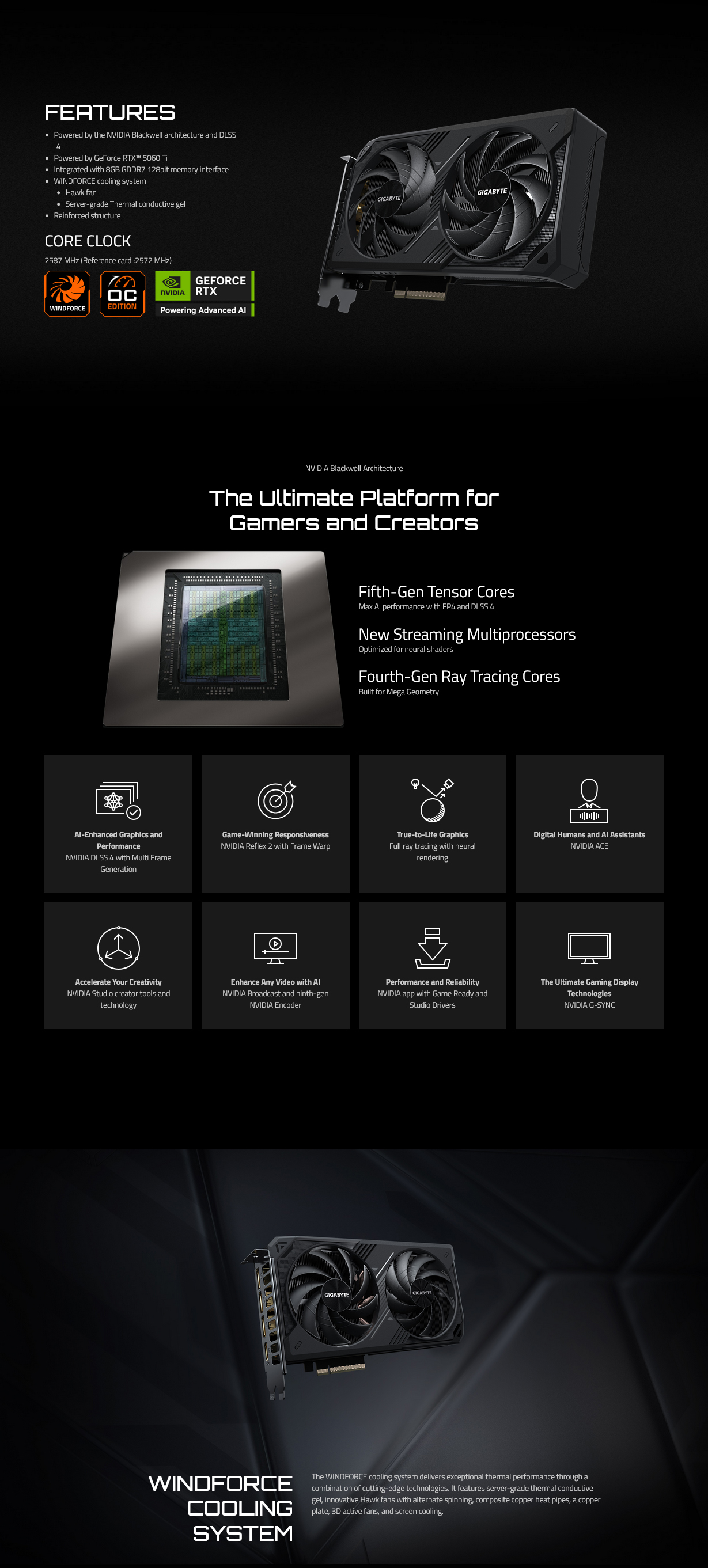 Gigabyte GeForce RTX 5060 Ti WINDFORCE OC 8GB Video Card