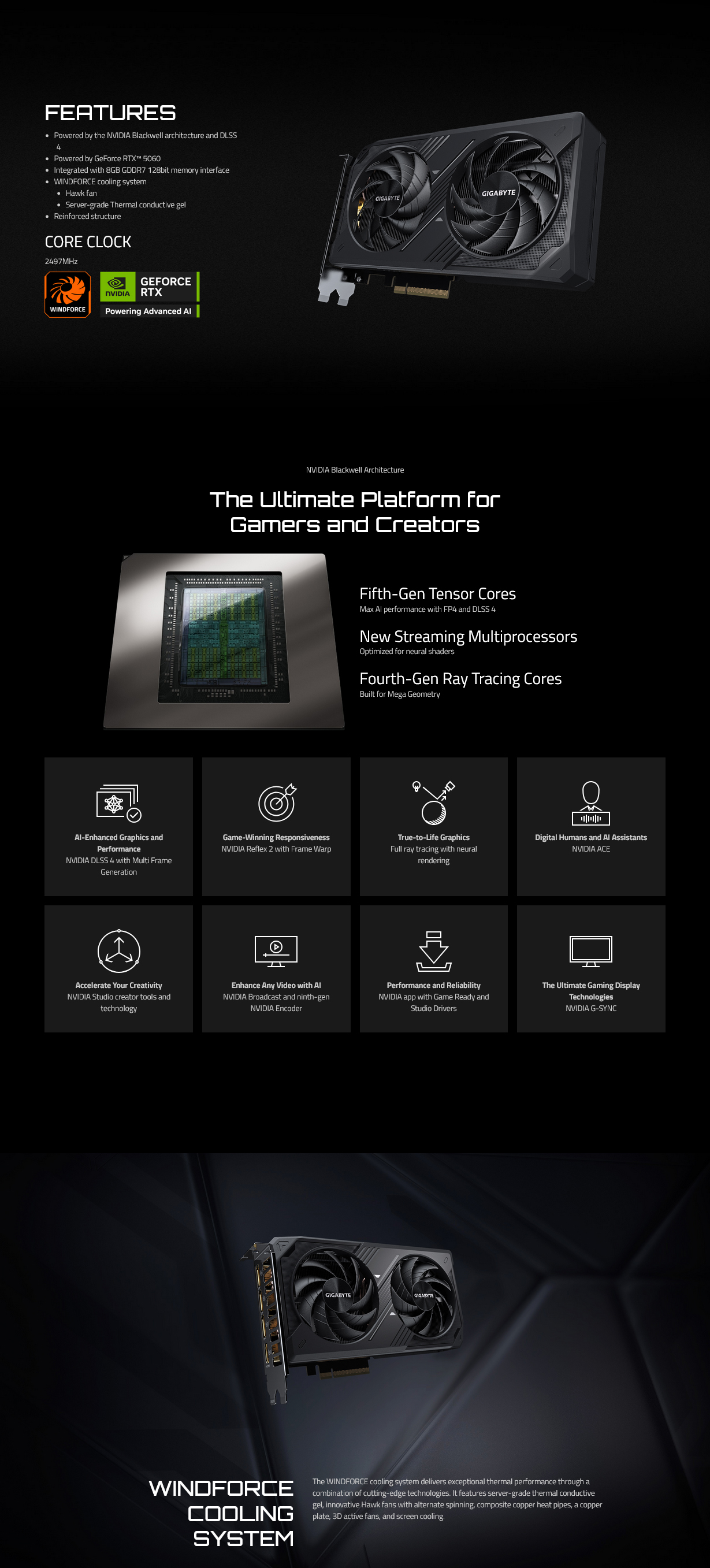 Gigabyte GeForce RTX 5060 WINDFORCE 8GB Video Card