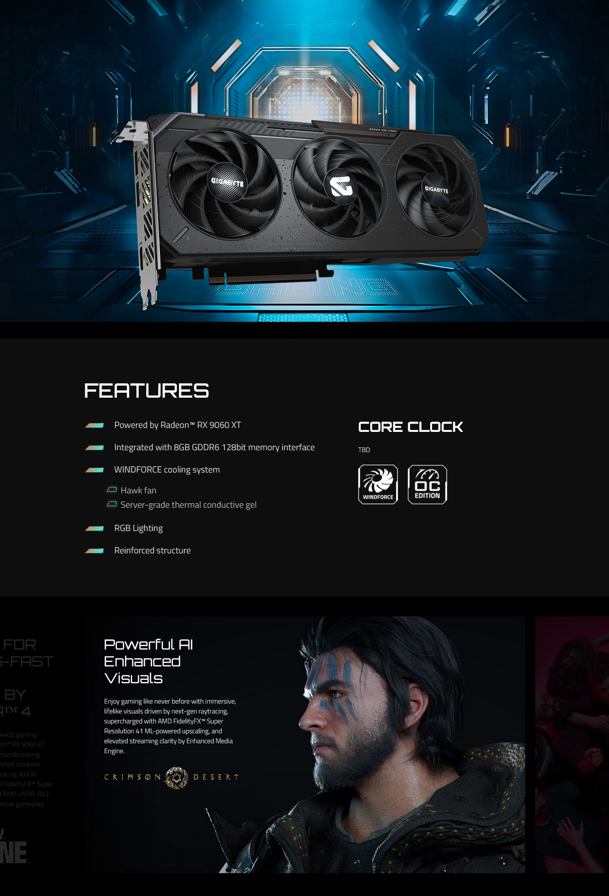 Gigabyte Radeon RX 9060 XT GAMING OC 8GB Video Card