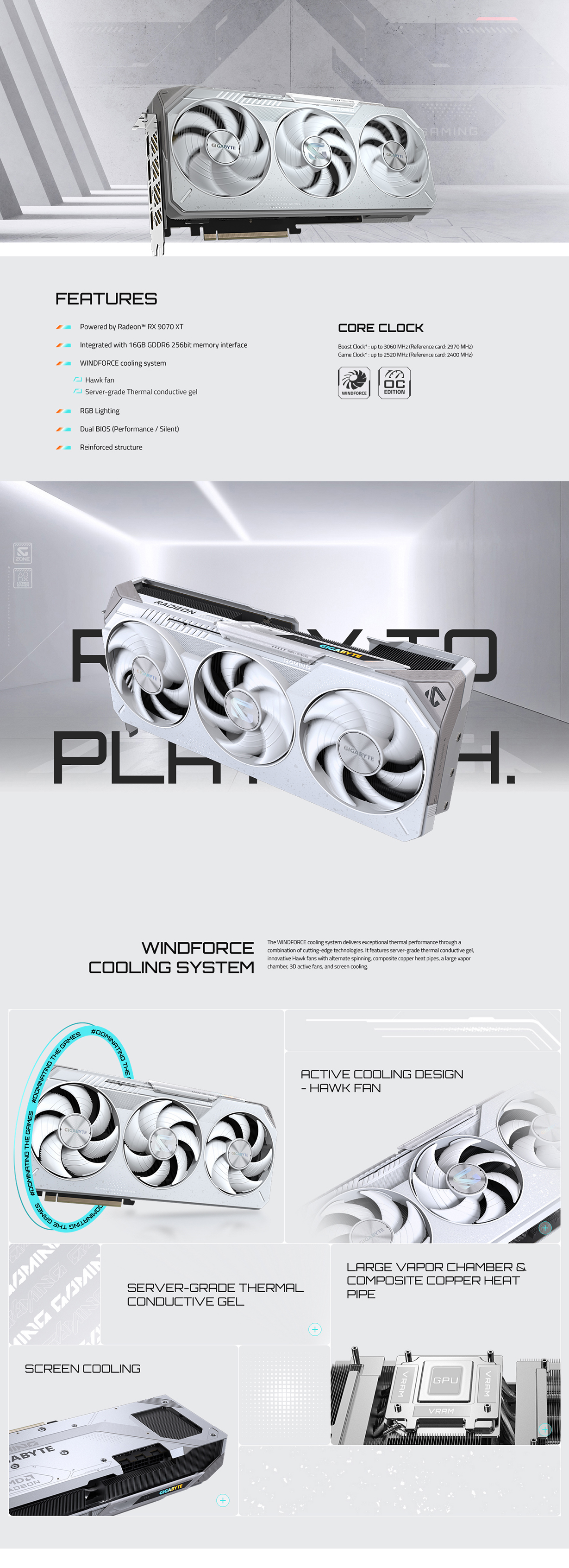 Gigabyte Radeon RX 9070 XT GAMING OC ICE 16GB Video Card