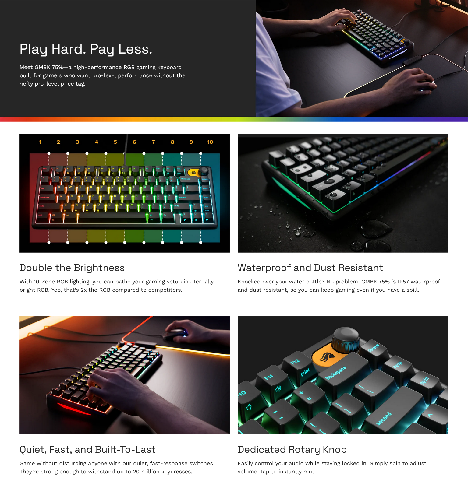 Glorious GMBK Customizable RGB Wired Gaming Keyboard - Black