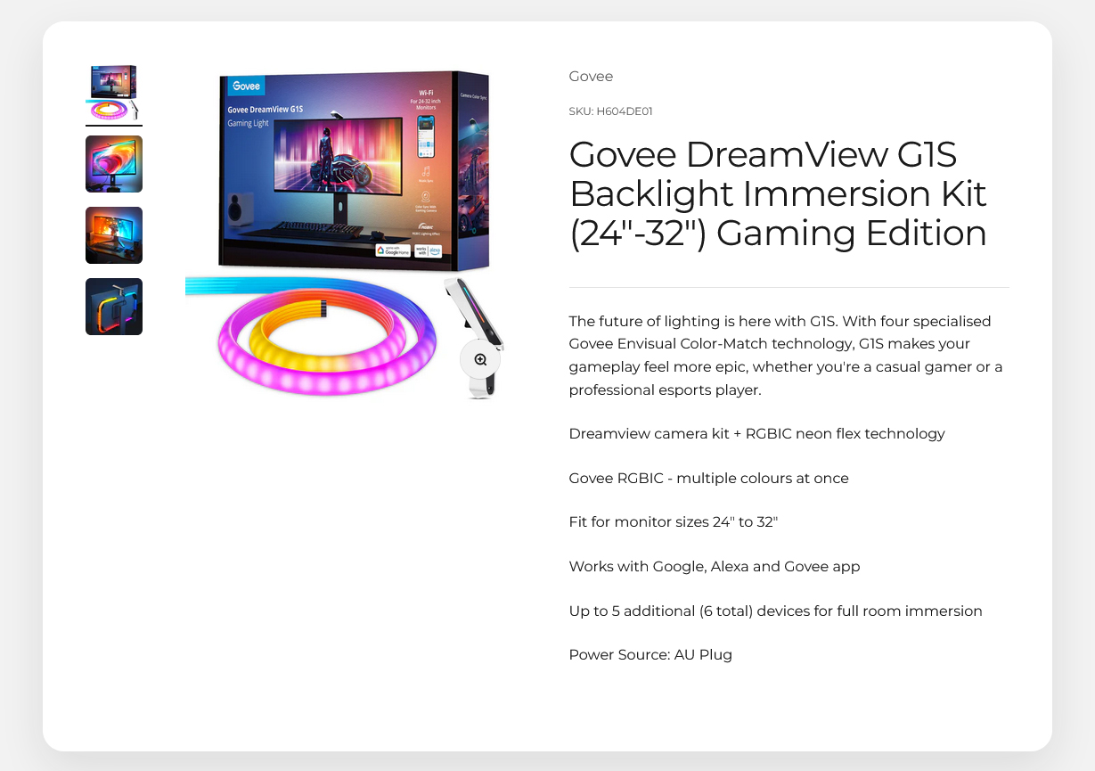 Govee DreamView G1S Backlight Immersion Kit - Gaming Edition (24