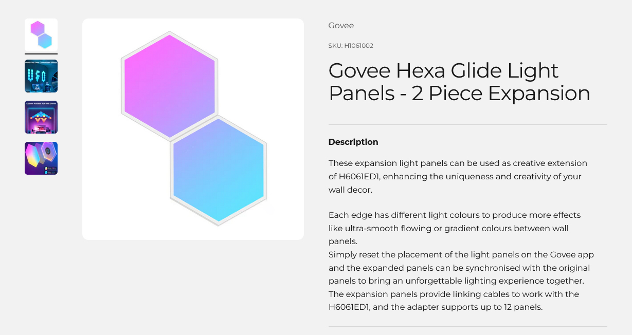 Govee Hexa Glide Light Panels - 2 Piece Expansion