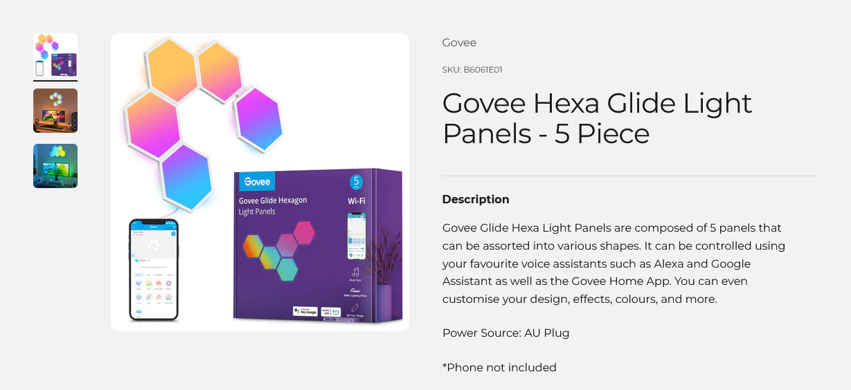 Govee Hexa Glide Light Panels - 5 Piece
