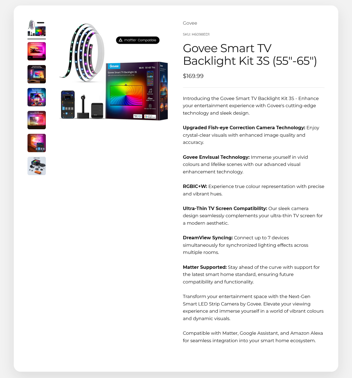 Govee Smart TV Backlight Kit 3S (55