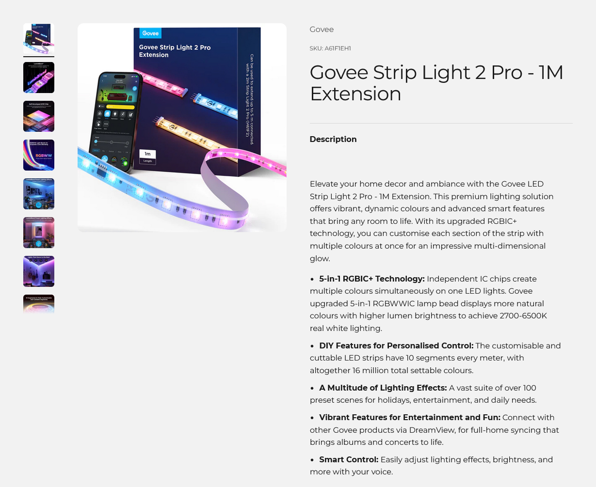 Govee Strip Light 2 Pro - 1m Extension