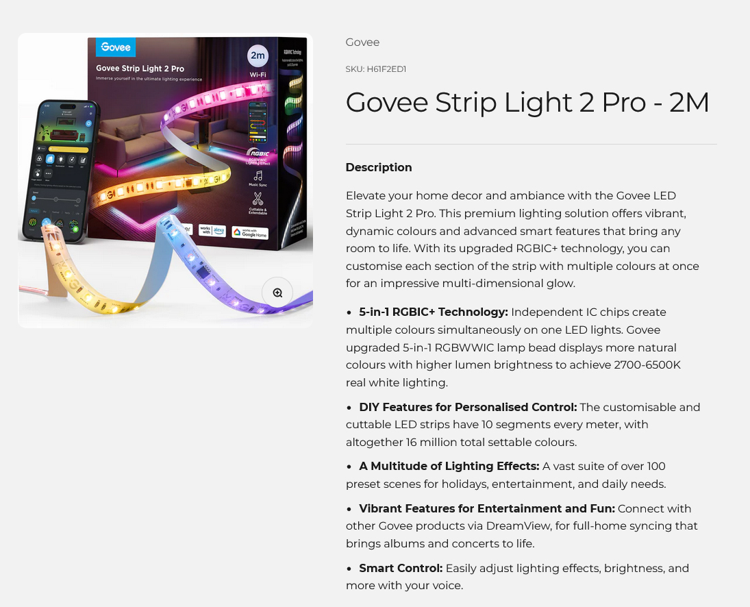 Govee Strip Light 2 Pro - 2m