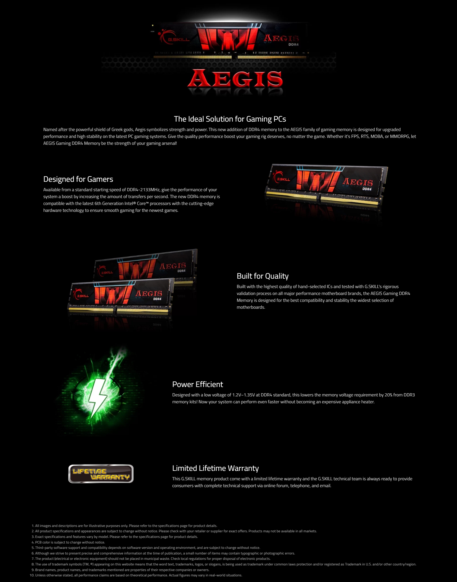 G.Skill Aegis 8GB (1x 8GB) DDR4 2666MHZ CL19 Desktop Memory