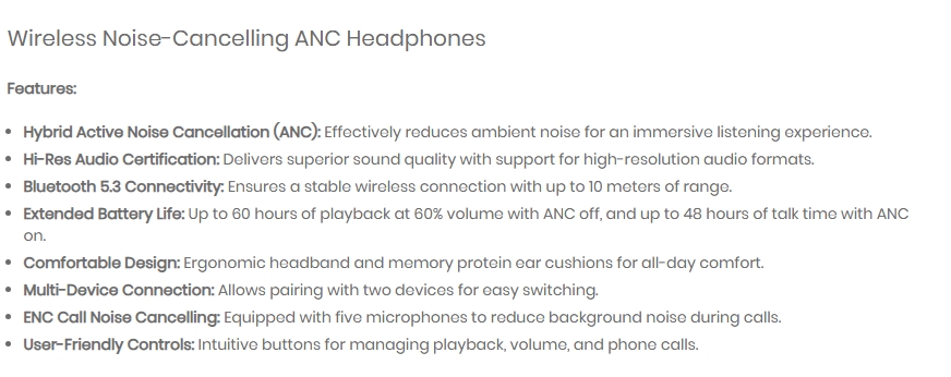 Havit Hybrid Active Noise Cancellation Wireless Headphone - Beige