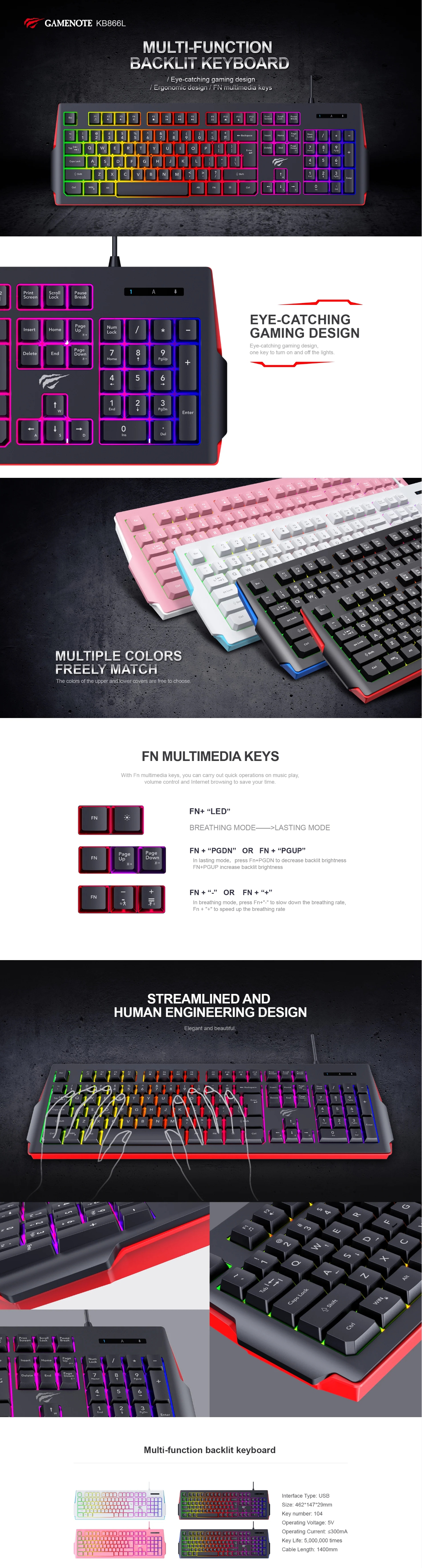 Havit KB866L Multi Function RGB Backlit Keyboard