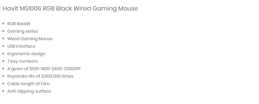 Havit MS1006 RGB Backlit Wired Gaming Mouse
