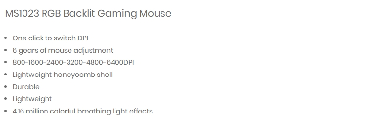 Havit MS1023 RGB Backlit 6400 DPI Honeycomb Shell Gaming Mouse