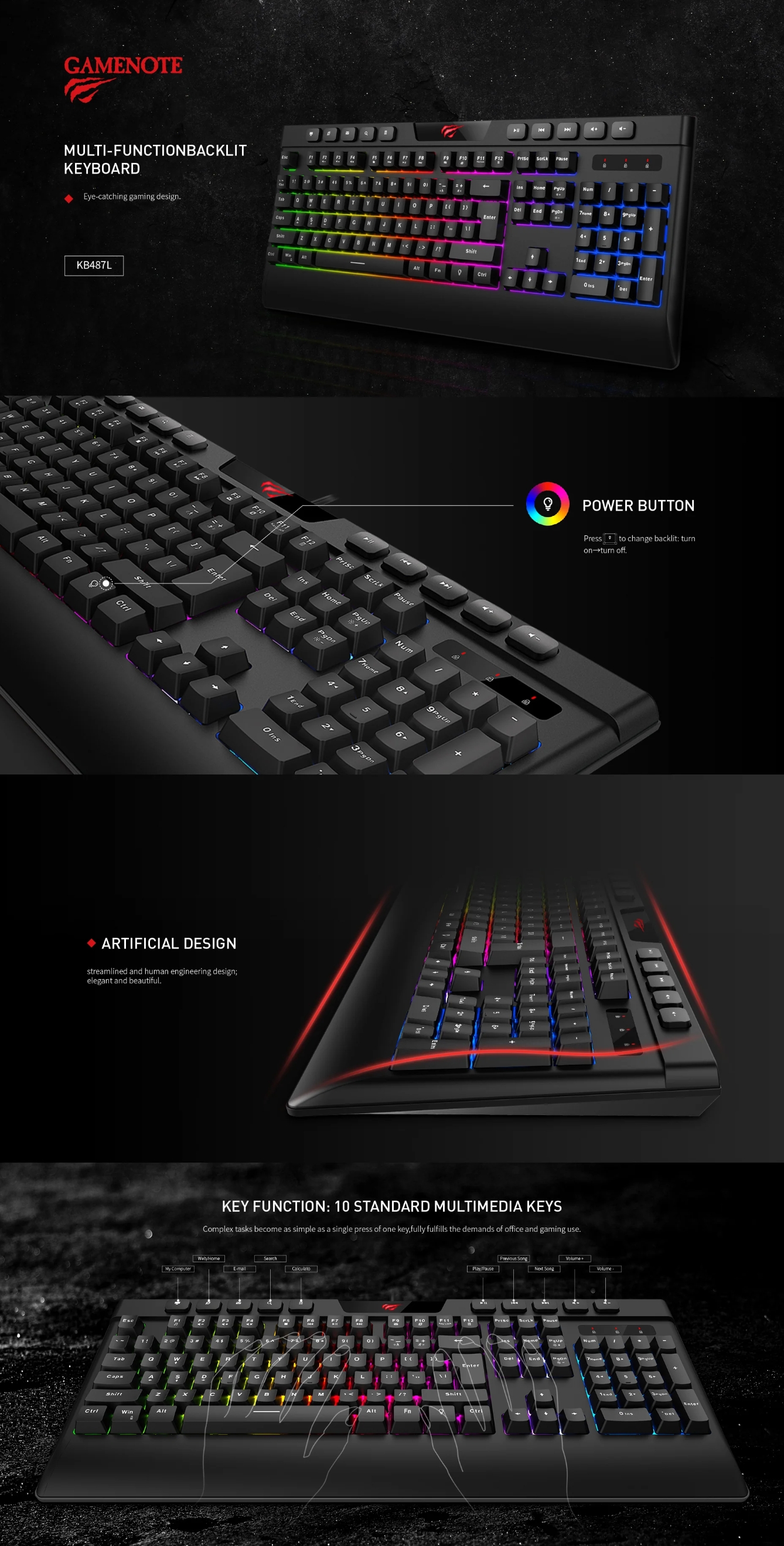 Havit Multi Function Backlit Gaming Keyboard