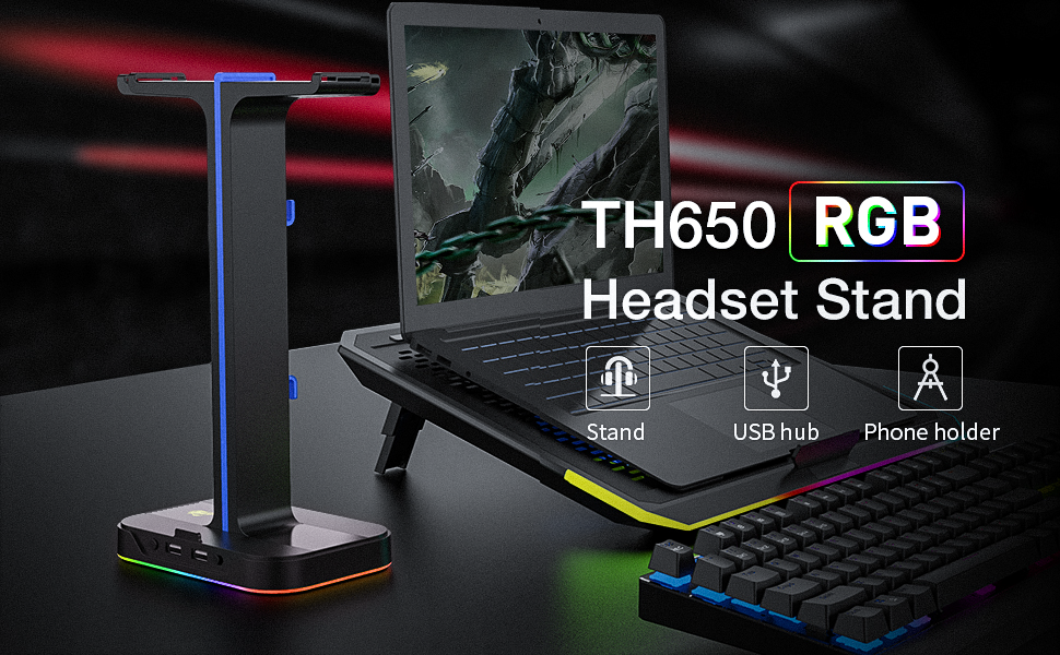 Havit TH650 RGB Dual Headset Stand Gamer Headphone 2x USB Ports
