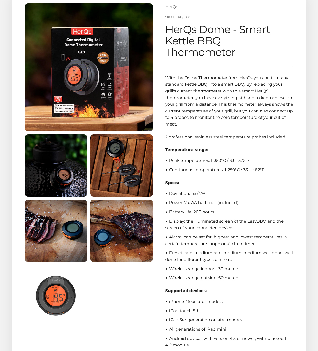 HerQs Dome - Smart Kettle BBQ Thermometer