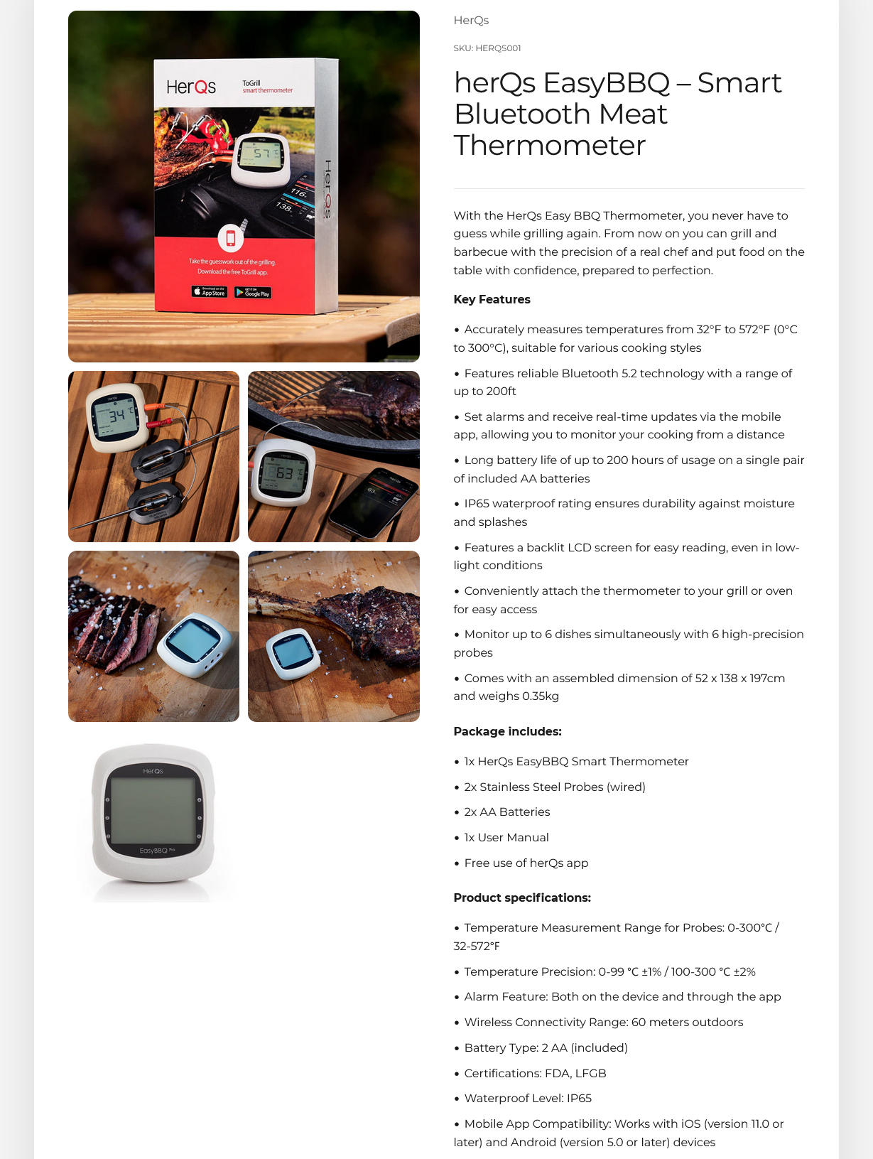 HerQs EasyBBQ - Smart Bluetooth Meat Thermometer