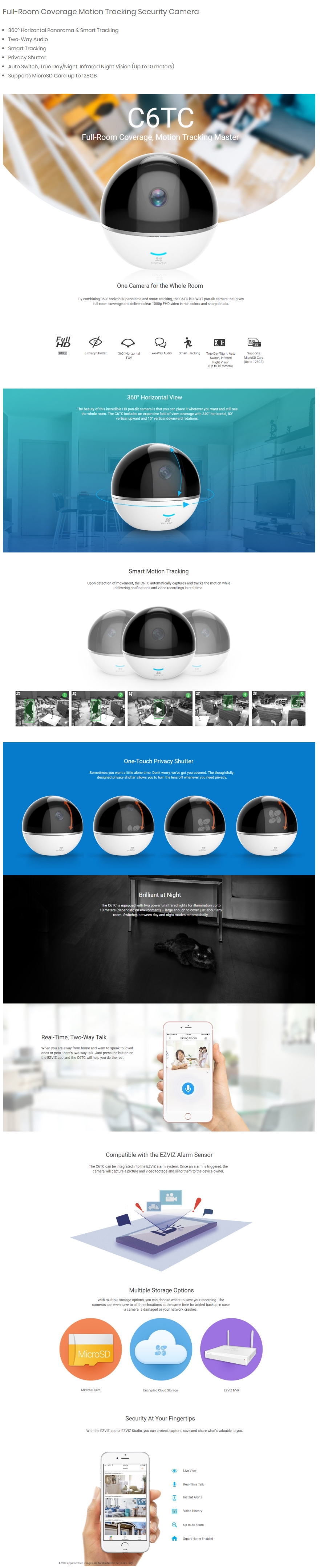 Hikvision Ezviz C6T Wi-Fi Camera 360 FHD Video Night Vision MotionTrack