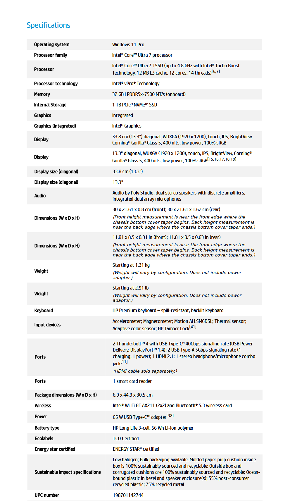 HP EliteBook x360 830 G11 2-in-1 13.3" WUXGA AI Ready Laptop U7-155 32GB 1TB W11P - Touch