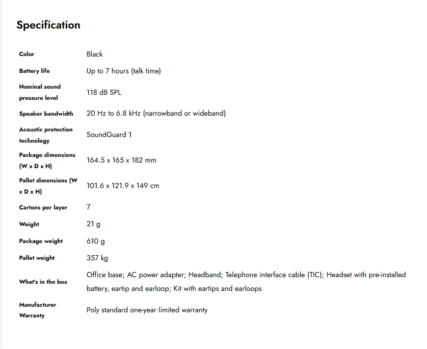 HP Poly CS540A DECT Headset