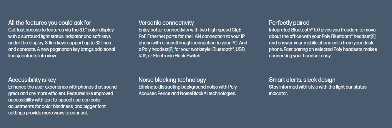 HP Poly Edge E320 IP Phone - PoE-enabled