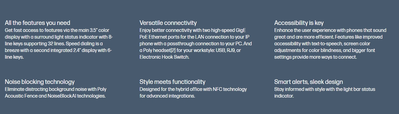 HP Poly Edge E400 IP Phone - PoE-enabled