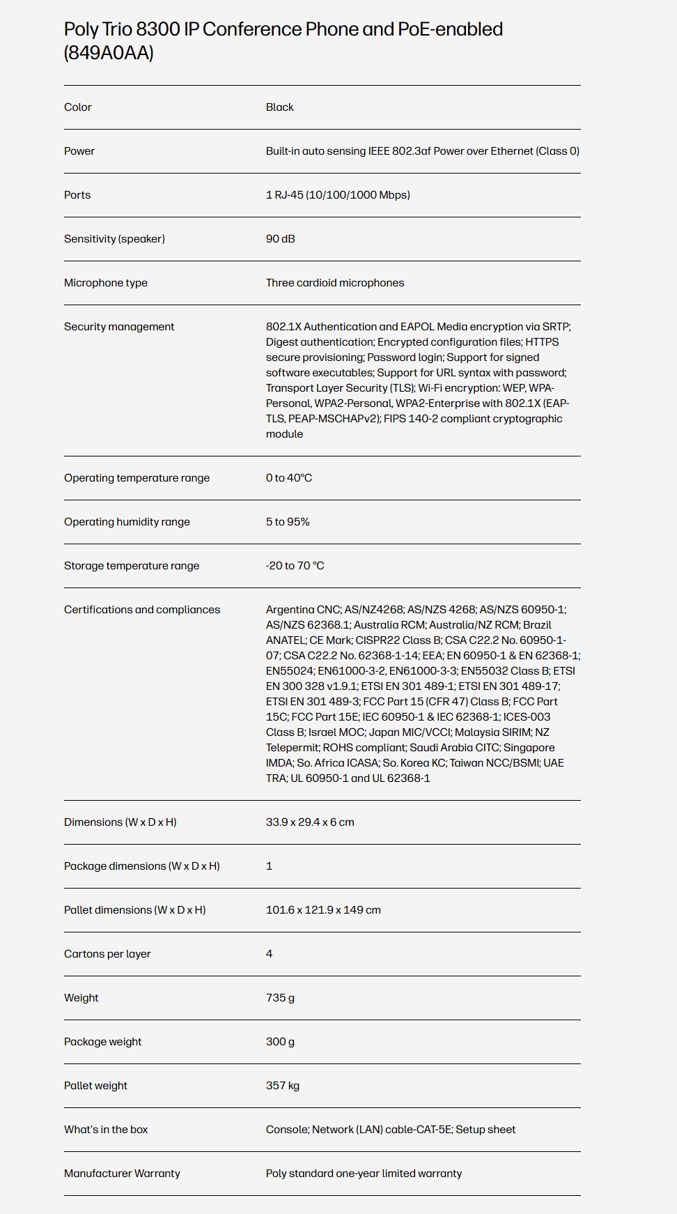 HP Poly Trio 8300 IP Conference Phone - PoE-enabled