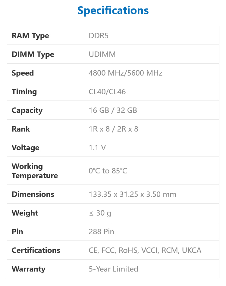 HP X2 16GB (1x 16GB) DDR5 5600MHz Desktop Memory