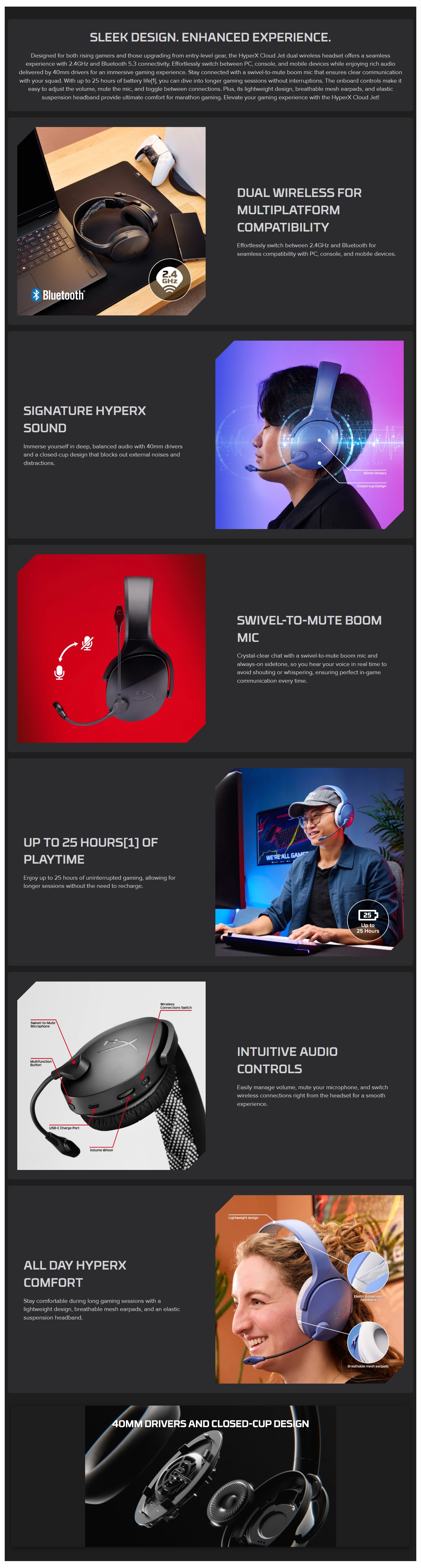 HyperX Cloud Jet Wireless Gaming Headset - Black