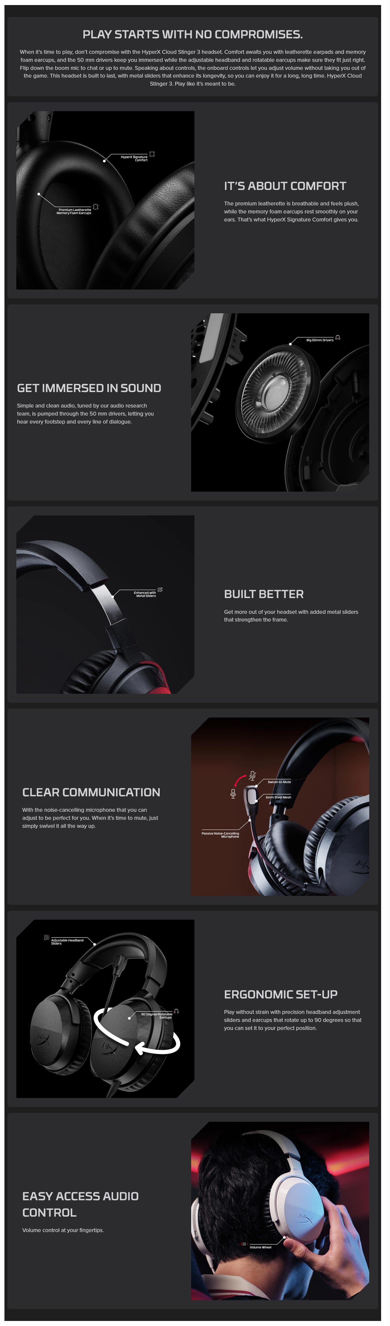 HyperX Cloud Stinger 3 Wired Gaming Headset - Black