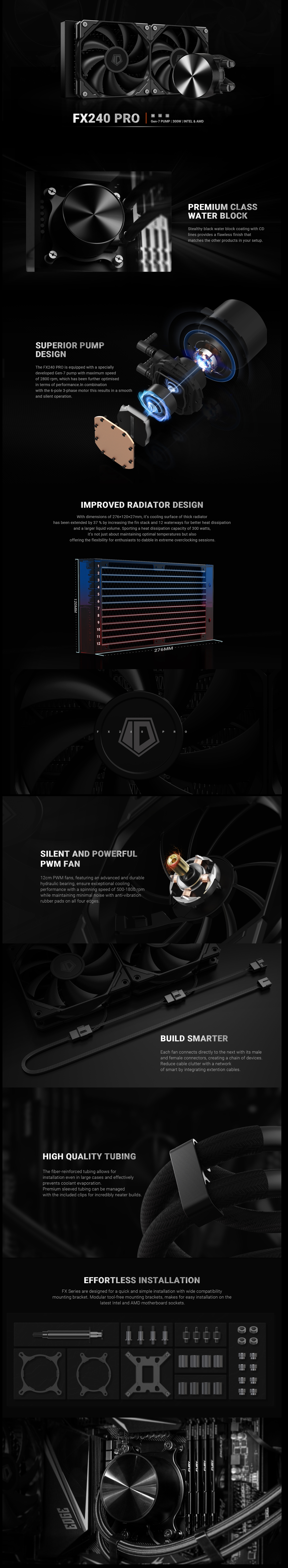 ID Cooling FX240 PRO 240mm Liquid CPU Cooler - Black
