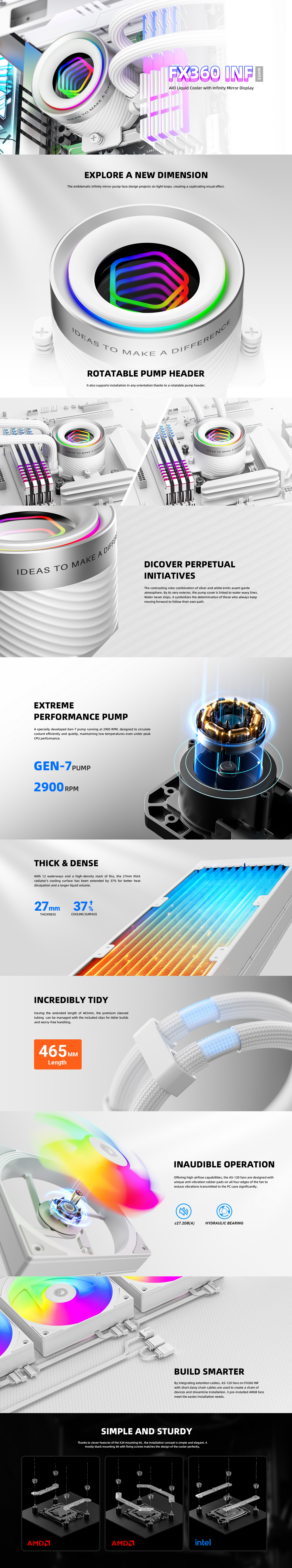 ID Cooling FX360 INF 360mm Liquid CPU Cooler - White