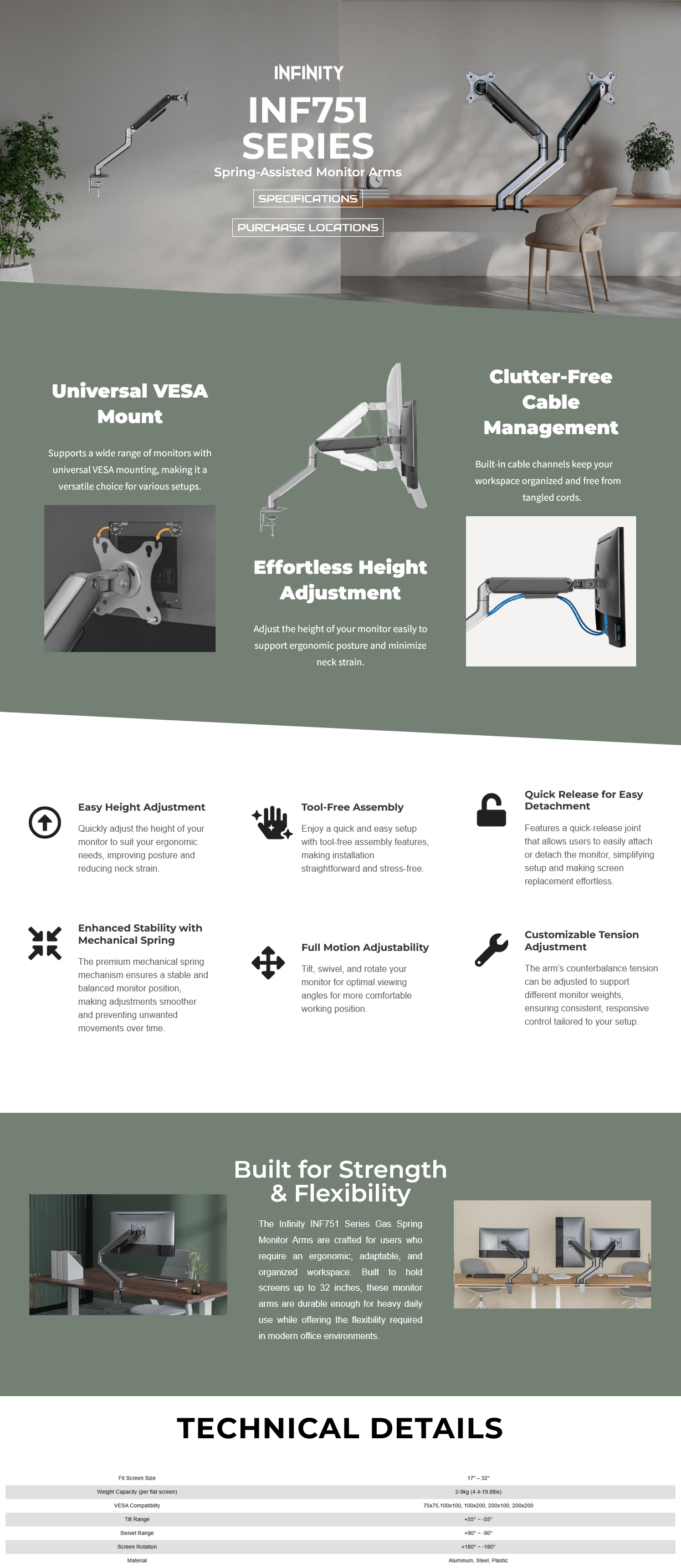 Infinity Dual Monitor Economical Spring-Assisted Monitor Arm 17