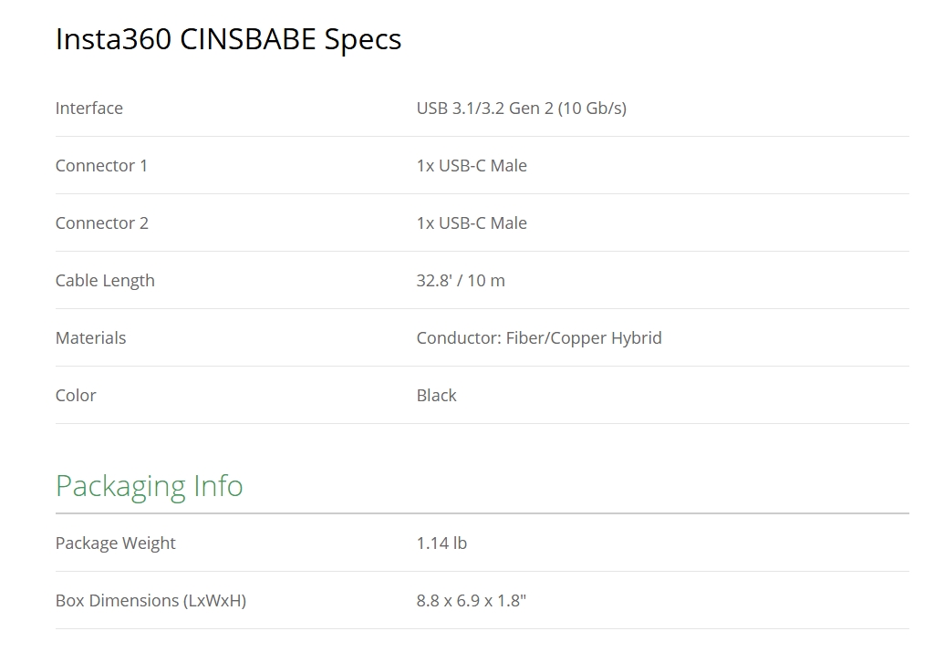 Insta360 Connect 10m Extra Long USB-C Cable - CINSBABE | Mwave