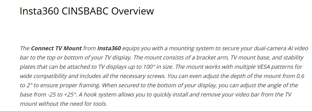 Insta360 Connect TV Mount