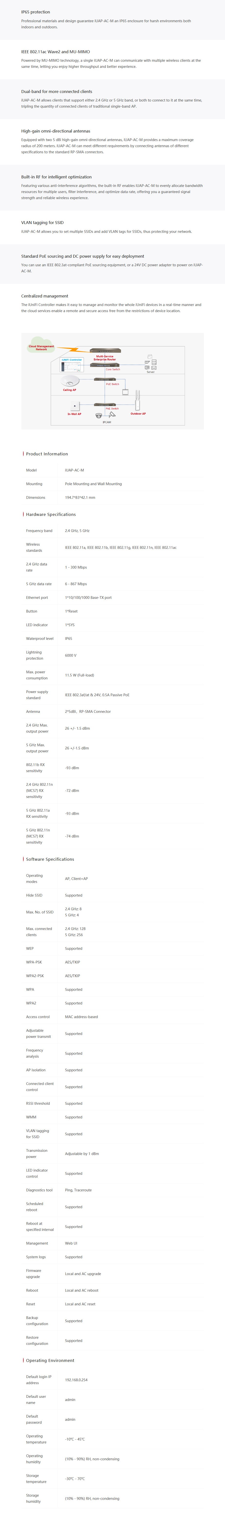 IP-COM iUAP-AC-M 802.11AC Indoor/Outdoor Wi-Fi Access Point - Desktop Overview 1