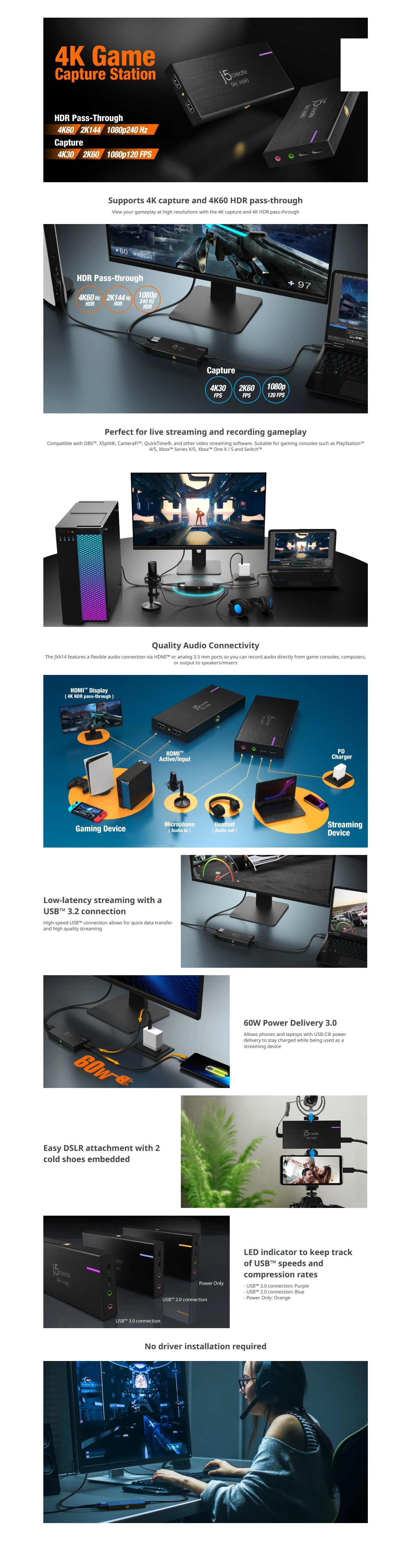 j5create JVA14 4K Game Capture Station